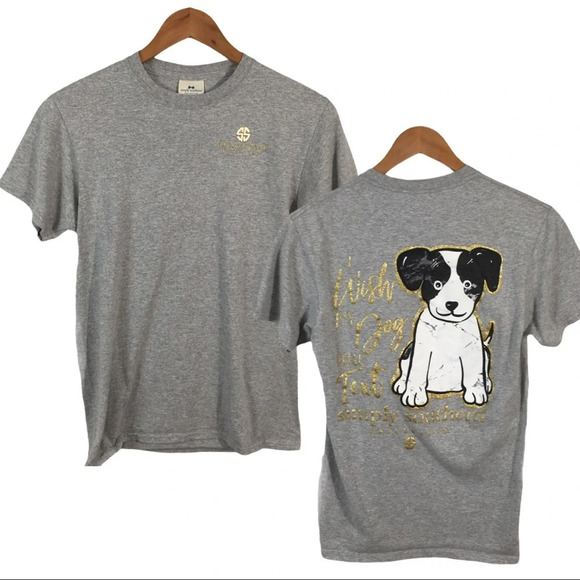 BY194 Simply Southern Wish my Dog Preppy Shirt S - Picture 1 of 5
